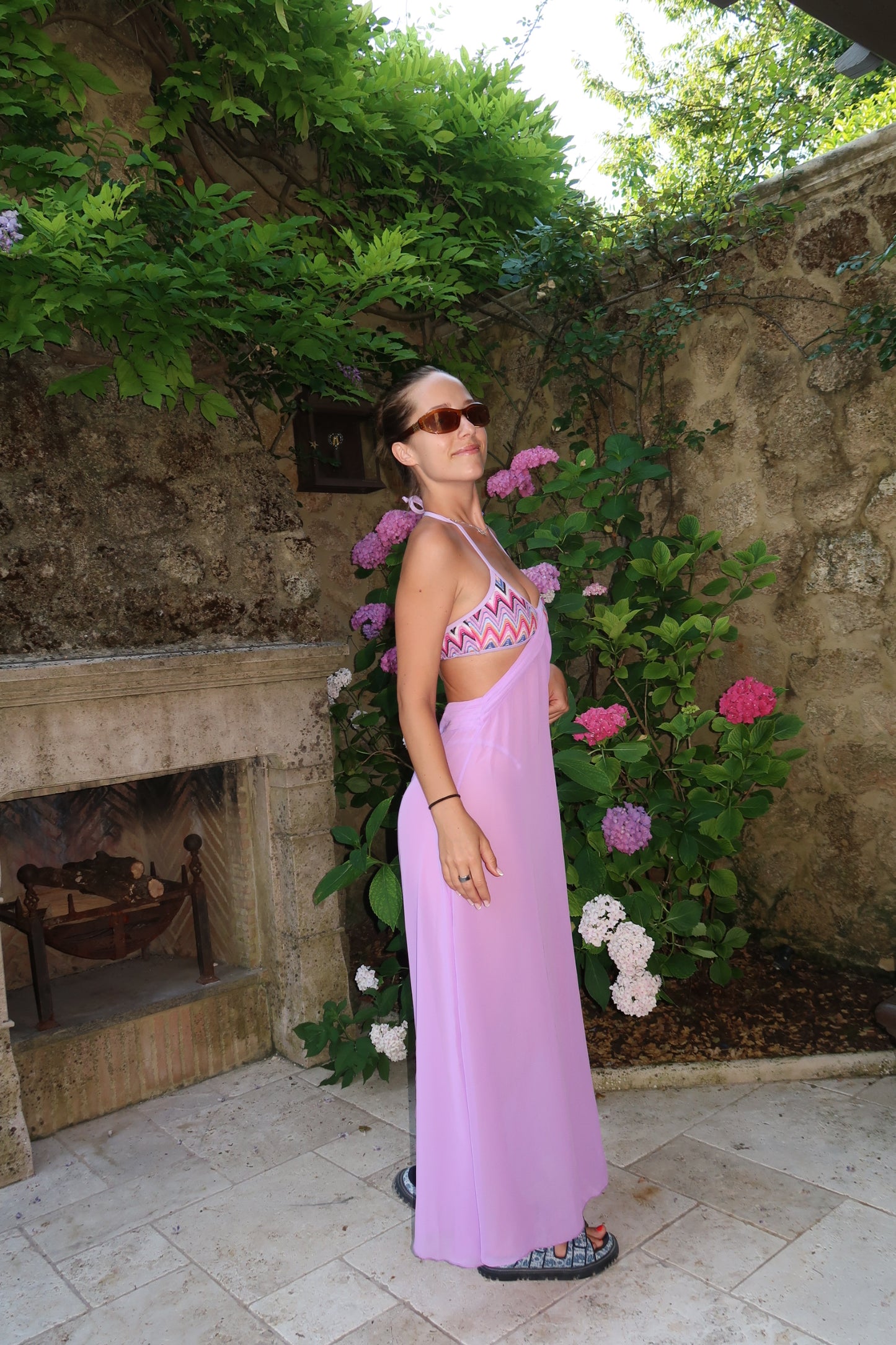 Lavanda Button Dress